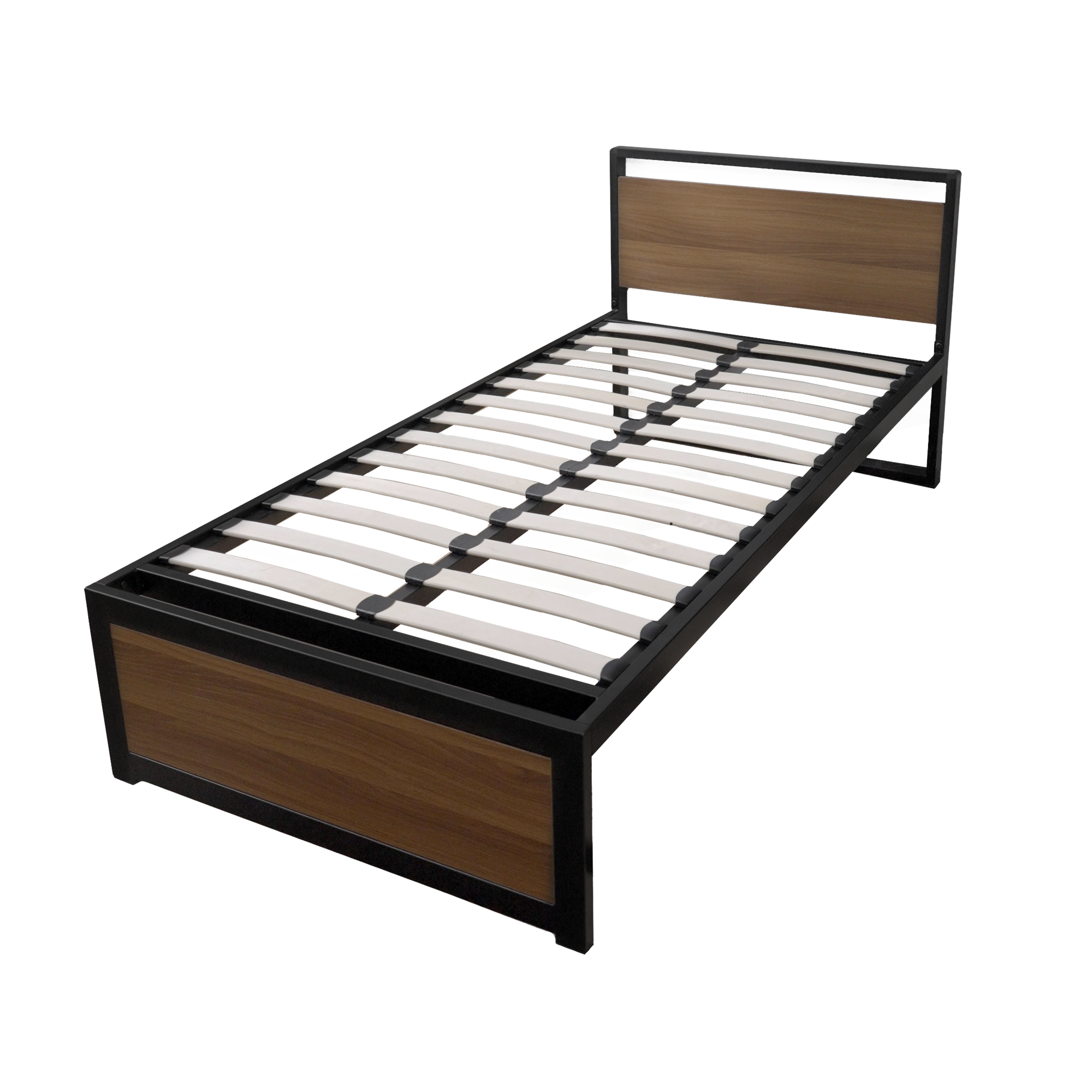 Zingana Wood Pattern Metal Bed Frame