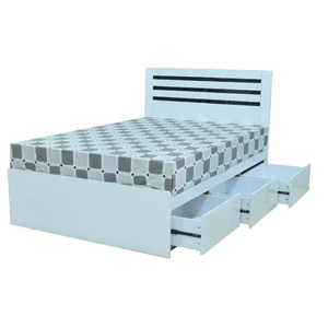 White 3-drawer Bed Frame with Black Stripe (54")