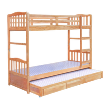 Load image into Gallery viewer, Flat Column Solid Wood Pull-out Bunk Bed Frame (with Storage)
