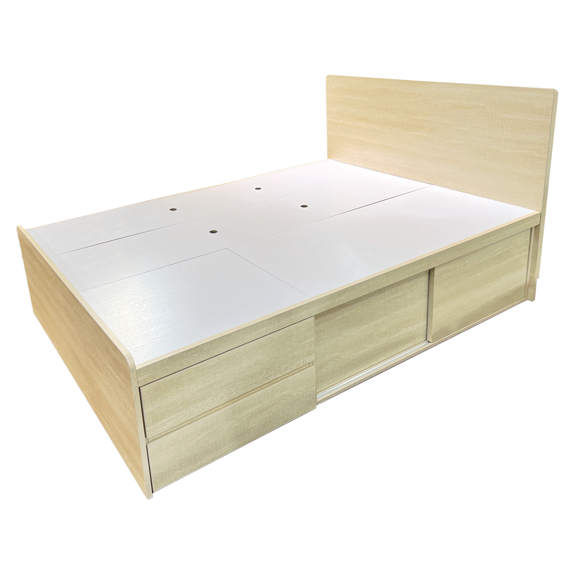 White Oak Bed Frame with Sliding Door