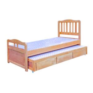 Flat Column Solid Wood Pull-out Bed Frame (with Storage)