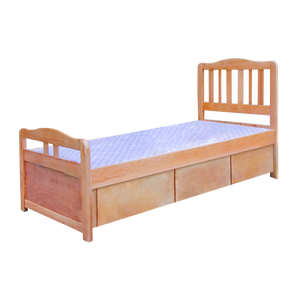 Flat Column Solid Wood Bed Frame (with Storage)