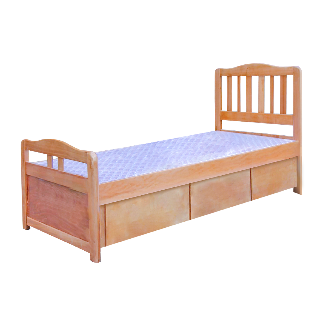 Flat Column Solid Wood Bed Frame (with Storage)